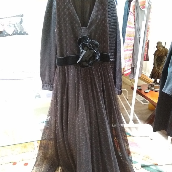 Vintage 1950' Lillie Rubin black lace ball gown - Picture 3 of 6